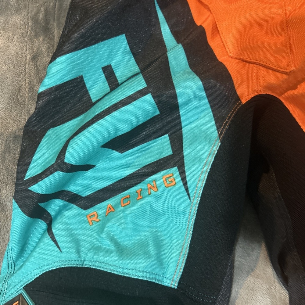 Fly Racing F-16 Youth Motocross Pant Size 18 Teal Orange Black MX Dirt Bike Gear - Picture 3 of 16